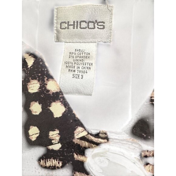 Chicos Black Floral Print Button-Up Jacket Size 3 (14/16) XL Artsy Officecore - Picture 2 of 7